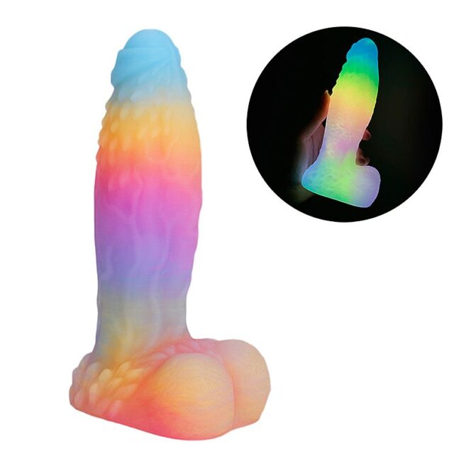 DILDO ALIEN FLUORESCENTE 14,8 x 4,0 CM COM ESCROTO