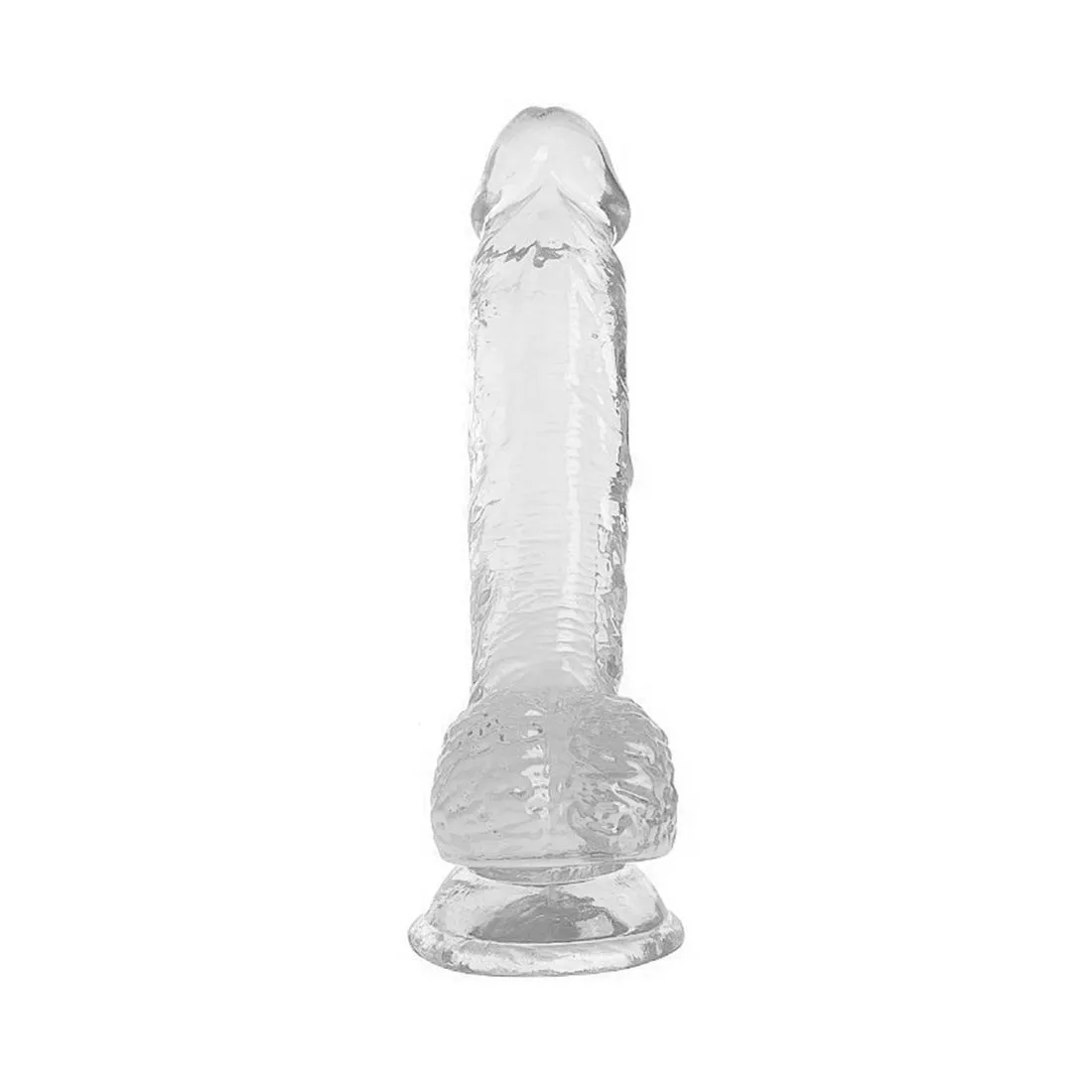 DILDO REALÍSTICO COM ESCROTO TRANSPARENTE FLEXÍVEL 20,5X3,8CM - Imagem 2