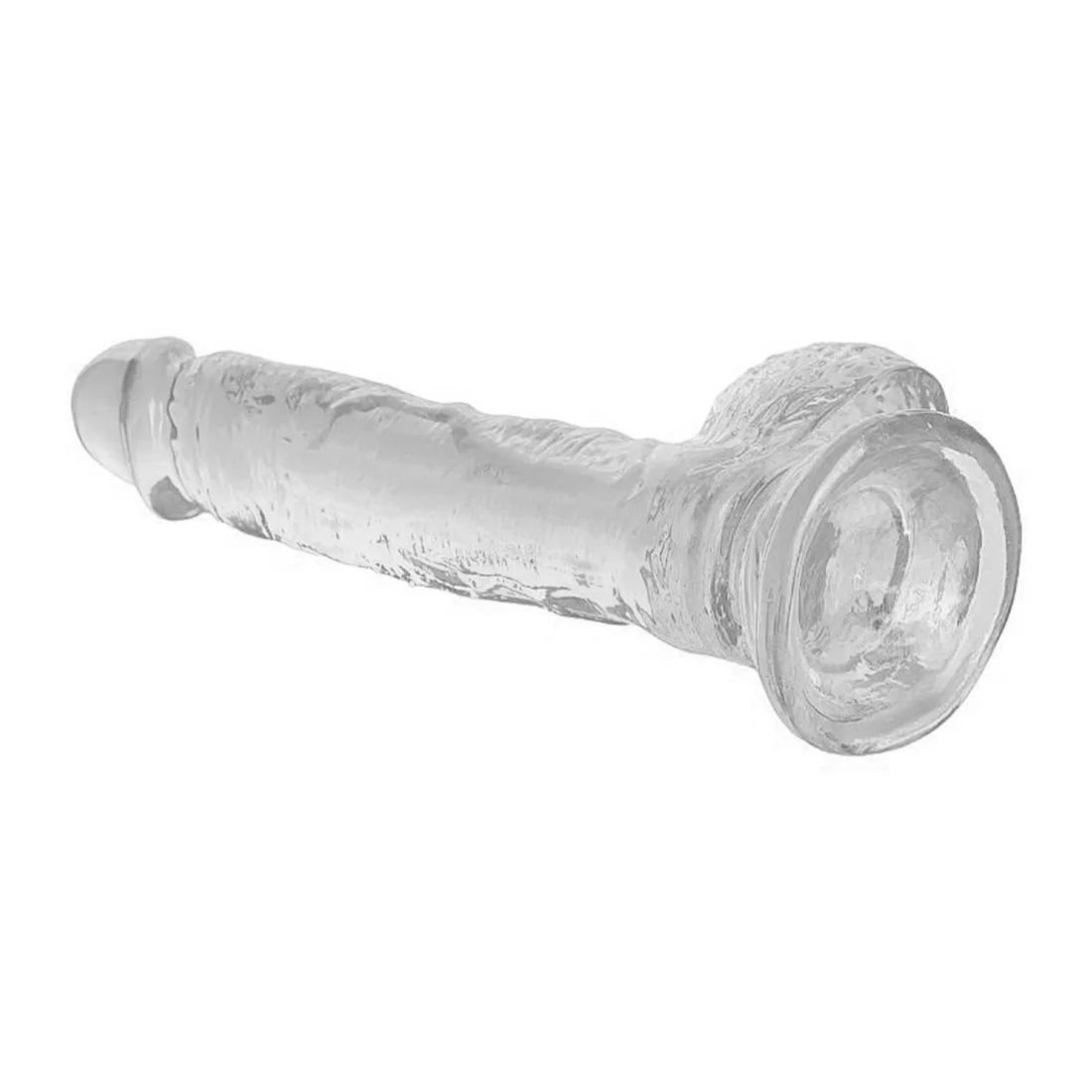 DILDO REALÍSTICO COM ESCROTO TRANSPARENTE FLEXÍVEL 20,5X3,8CM - Imagem 3